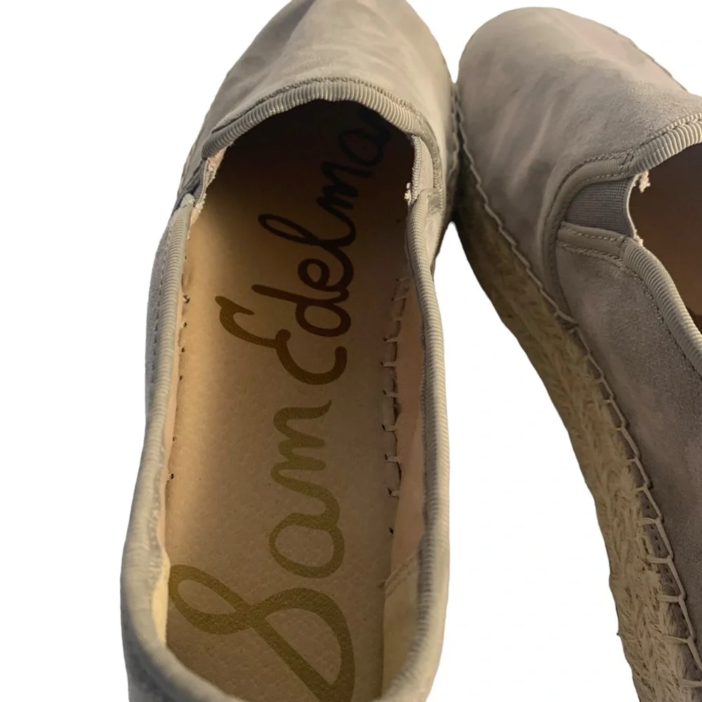 Sam Edelman Women's Carrin Grey Suede Espadrille Platform Slip-Ons Size …